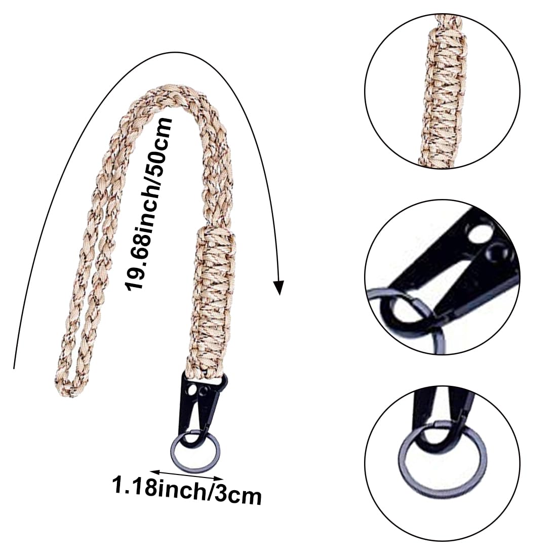 Cordino Collo Paracord Per Chiavi - Regolabile, Resistente, Lunghezza 46 Cm, Portata 150 Kg