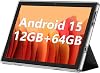 Tablet ECOPAD 10.1 Pulgadas, Android 15, 12GB(4+8) RAM / 64GB ROM / Expansión SD 1TB, Pantalla Táctil HD IPS 1280x800, Batería 6000mAh, Bluetooth 5.0, Doble Cámara, GMS, WiFi Doble Banda, Negro 1