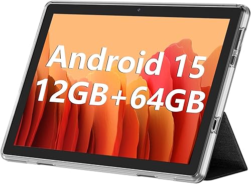 ECOPAD 10.1 Inch Tablet, Android 15 Tablets 12GB(4+8) RAM / 64GB ROM / 1TB SD Card Expansion, 1280x800 IPS HD Touchscreen, 6000mAh Battery, Negro