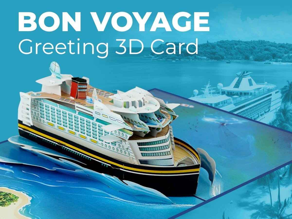 iGifts And Cards Love Boat 3D Pop Up Card – Cruise Ship Adventure, Romantic Voyage for Ocean Lovers, Wedding, Honeymoon, Birthday, or Surprise Retirement Gift – 6" x 8" with Notecard - Image 6