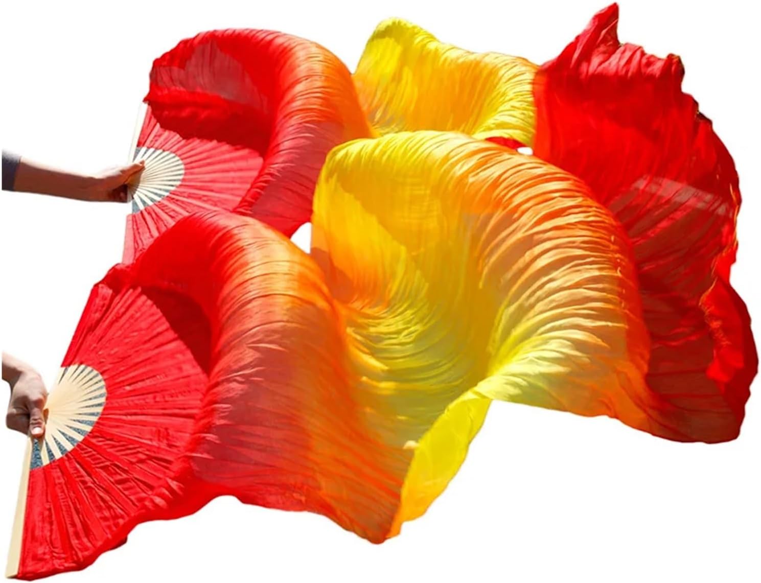 4PCS Real Silk Fans Belly Dance Classic Size Ribs Performance Props