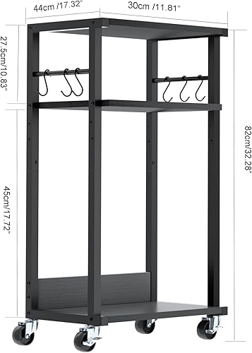 Miniatura 7 de YMYNY UHPT002B - Soporte para impresora móvil, carrito de impresora de 3 niveles con estante de almacenamiento ajustable y 6 ganchos en S, mesa de