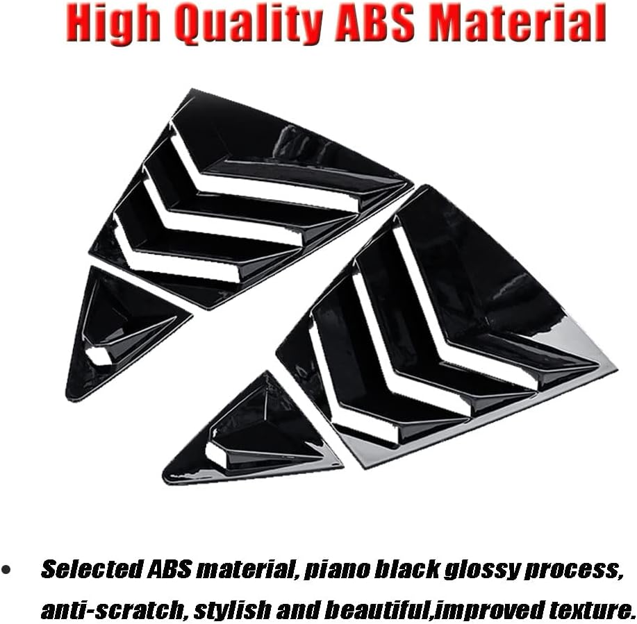 BOYUER for Toyota Corolla 2020 2021 2022 2023 2024 2025 2026 Racing Style Rear Side Window Louvers Sport Style Scoop Louvers Cover Blinds Exterior Decoration-Bright Black