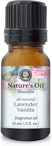 Nature's Oil Aceite de fragancia de vainilla y lavanda natural, 0.5 fl oz, 100% natural, ftalatos, parabenos, SLS + SLES libre, 100% vegano, libre