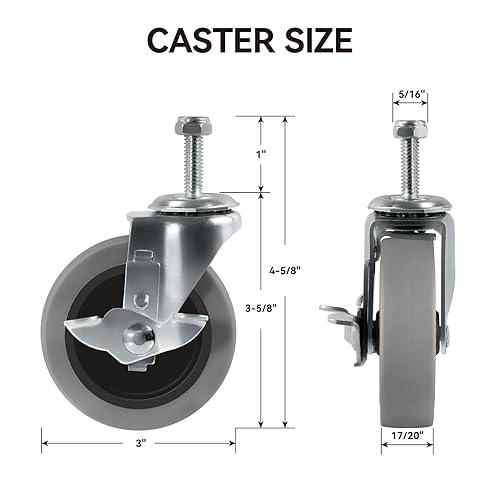 Miniatura 72 de Ruedas giratorias de 3.5 pulgadas, ruedas giratorias resistentes con freno, capacidad de carga de 1000 libras en total (2 frenos y 2 giratorios)