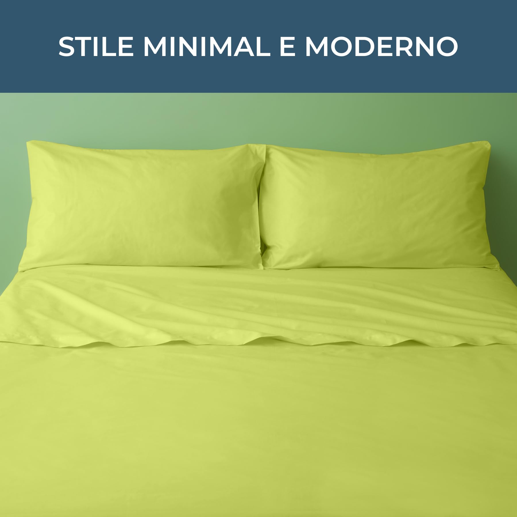 Lisola Set Lenzuola Francese, Parure Lenzuola in Cotone Pregiato, Made in Italy, Lenzuolo Sopra 220x290cm + 2 Federe 50x80cm, Tinta Unita. Modello: Tortona, Verde