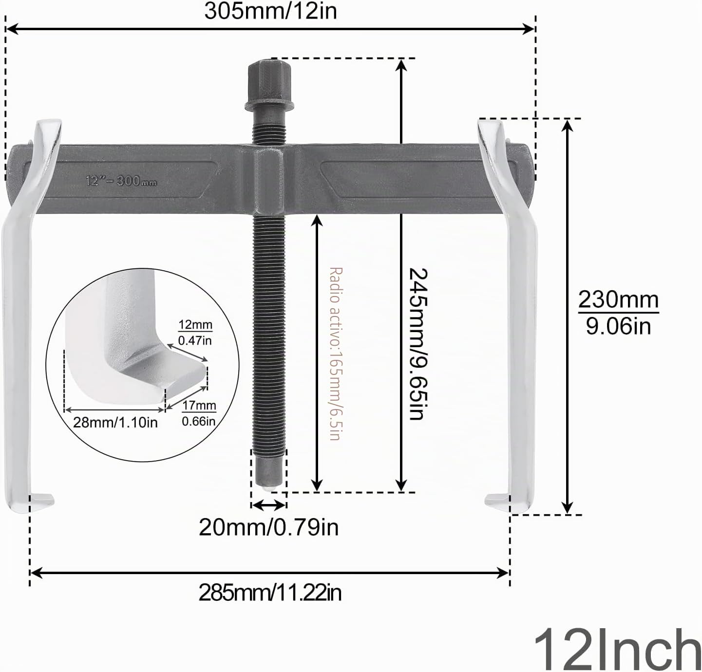 ChgImposs Extractor de Engranajes de 2 mandíbulas de 12 Pulgadas, Engranajes de extracción de rodamientos CR-V Ajustables, Herramienta de extracción para tracción Interna Externa, Herramienta