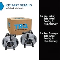 Vista 350 de TRQ Juego de 2 rodamientos de rueda trasera y conjunto de cubo con sensor ABS compatible con Ford Transit Connect 2014-2018