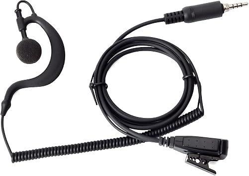 HYS G Shape Earpiece Headset with Built-in line mic PTT(Push to Talk) Ear Hook Earpiece(3.5mm S/P 4C Thread) Jack for Yaesu Vertex VX-6R VX-7E VX-127 VX-170 Handheld Radio