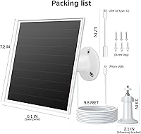 Vista 7 de 6W Solar Panel for Outdoor Security Camera with Micro USB & USB - C Port, Solar Panel Charger for Battery Camera，Fits Wyze/Reolink DC 5V Output