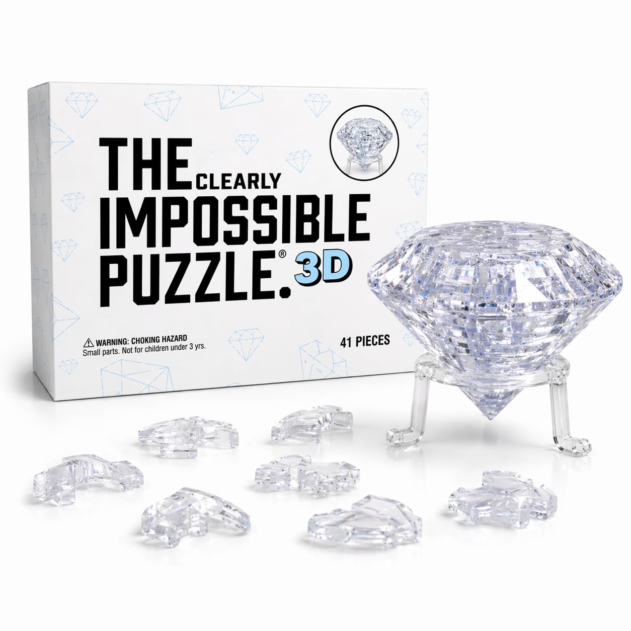 The Clearly Impossible Puzzle 100, 200, 500, 1000 Pieces Hard Puzzle for Adults Cool Difficult Clear Brain Teaser - Difficult Funny for Adults (Diamond 3D Edition) โ image 1