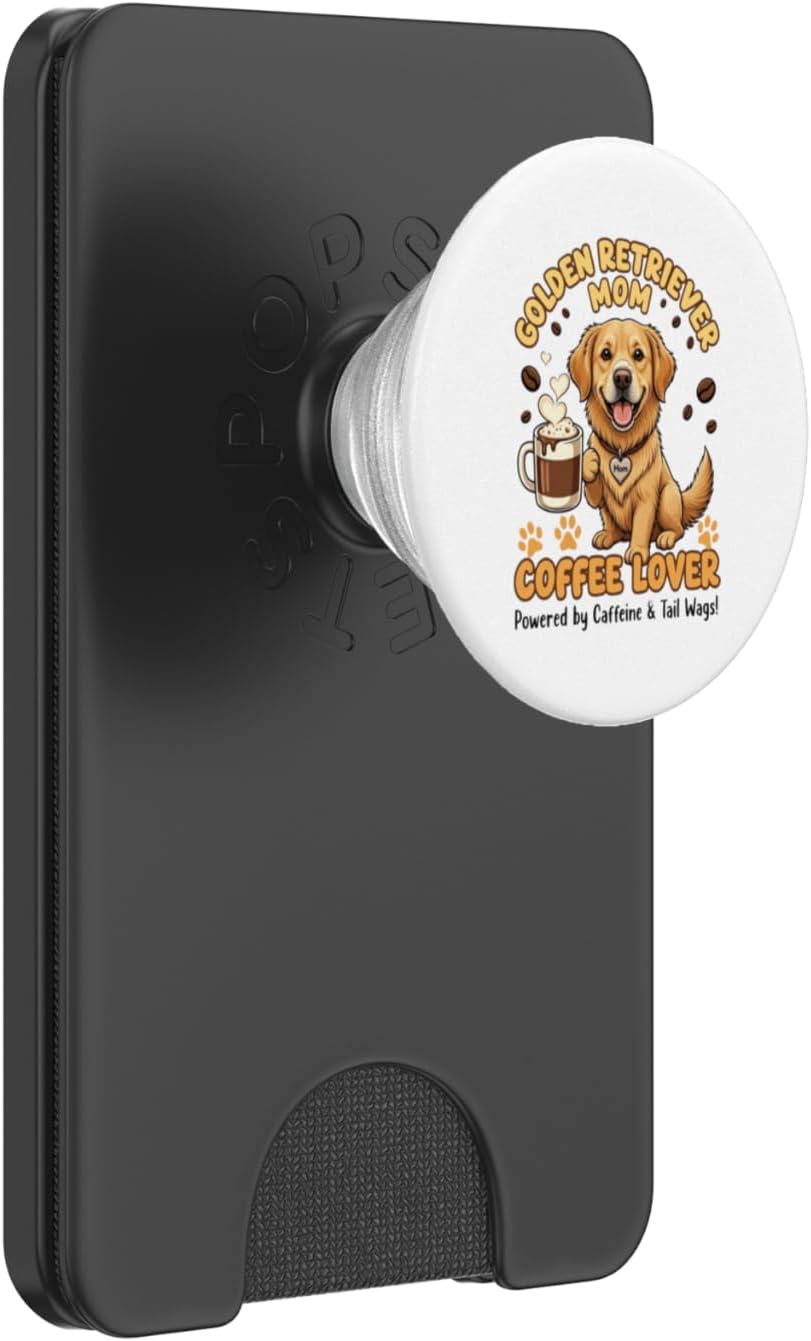 Golden Retriever Mom Coffee Lover Funny PopSockets PopWallet for MagSafe