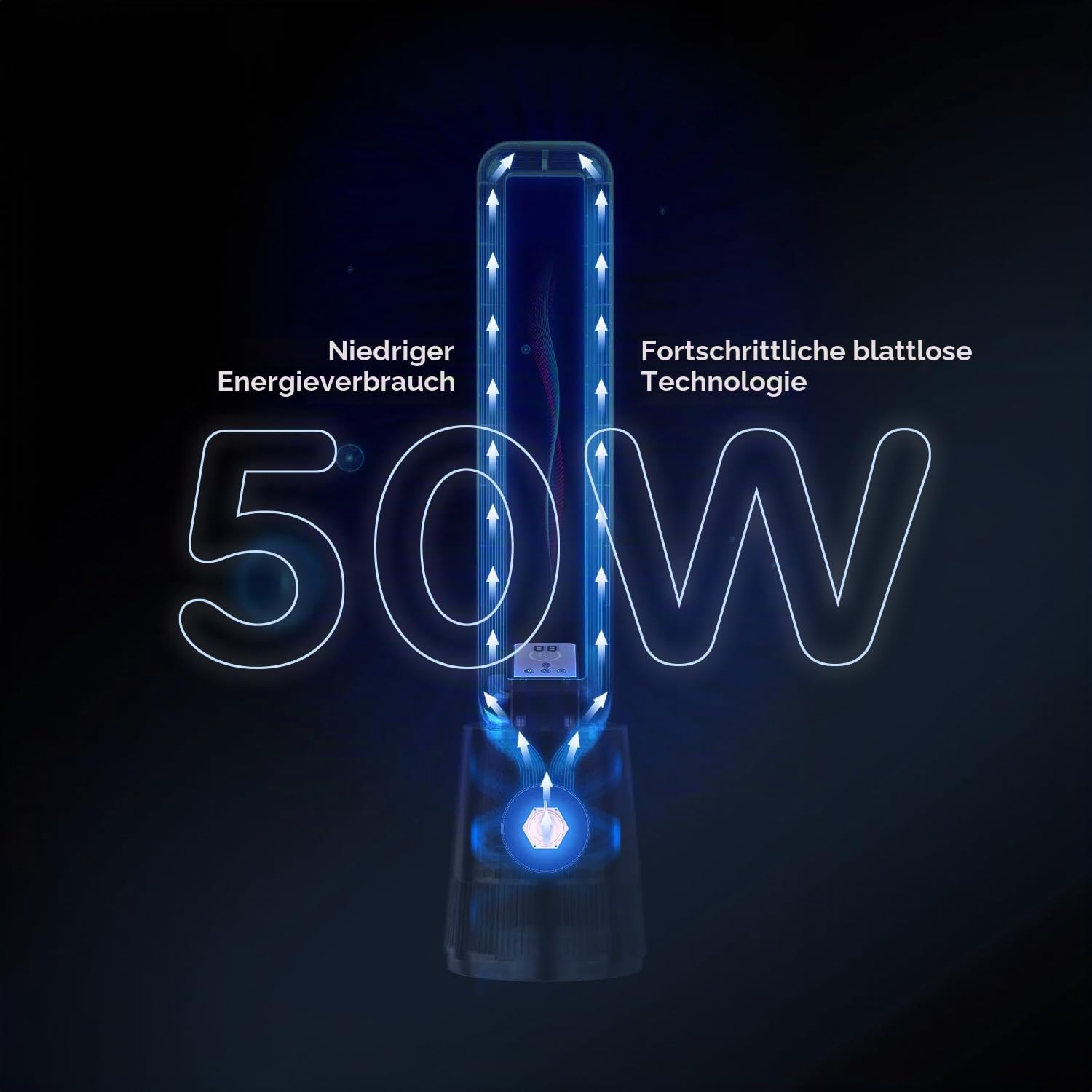 Avilia - Leiser Turmventilator mit Fernbedienung und LED-Display, 3 Geschwindigkeiten, Timer und Oszillation, Standventilator ohne Flügel für frische Luft, gleichmäßiges und modernes elegantes Design