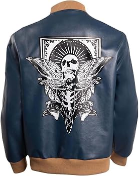 RE 4 Blue Leon S Kennedy Bomber Leather Jacket Cosplay Outfit