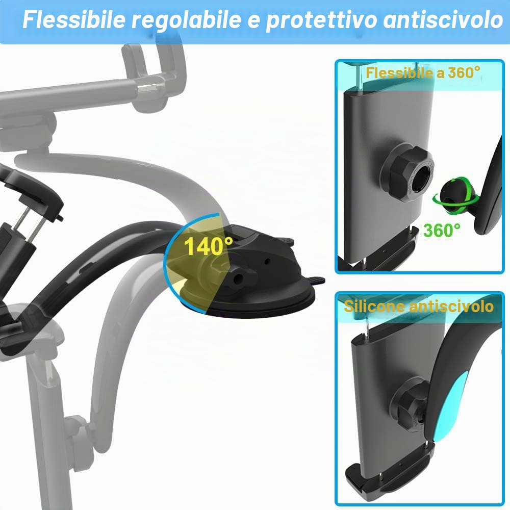 Supporto Tablet Auto Cruscotto per 4-13 pollice iPad Smartphone, Porta Tablet Cruscotto Parabrezza, Portatablet per iPad Pro 12.9 10.5 9.7 Air Mini, Samsung Tab, Fire HD, iPhone, Cellulare