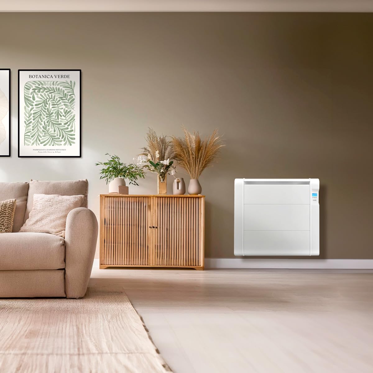 HJM Emisor Térmico Bajo Consumo AMD 1500, Calor Rápido, Programación 24/7, Funciones Ahorro, Turbo Programable, 1500W, Blanco
