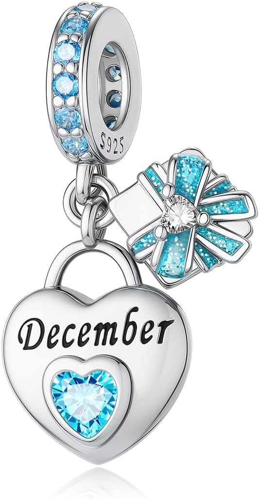 MICOO 925 Sterling Silver Birthstone Charms Bead Charms for Bracelet and Necklace Happy Birthday Charm Jewelry Gift for Women