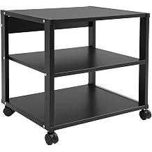 3-Tier AV Media Stand, Audio Rack Tower Stereo Components Cabinet 88 lbs Capacity, Audio-Video Media Stand with 4 Locking Wheels for Living Room, Bedroom, Multimedia Rooms, Black