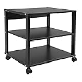 Kreiaoer 3-Tier AV Media Stand, Audio-Video Media Stand with Wheels, Corner Shelf for Record Player Audio Rack Tower for Speakers & Multimedia Equipment