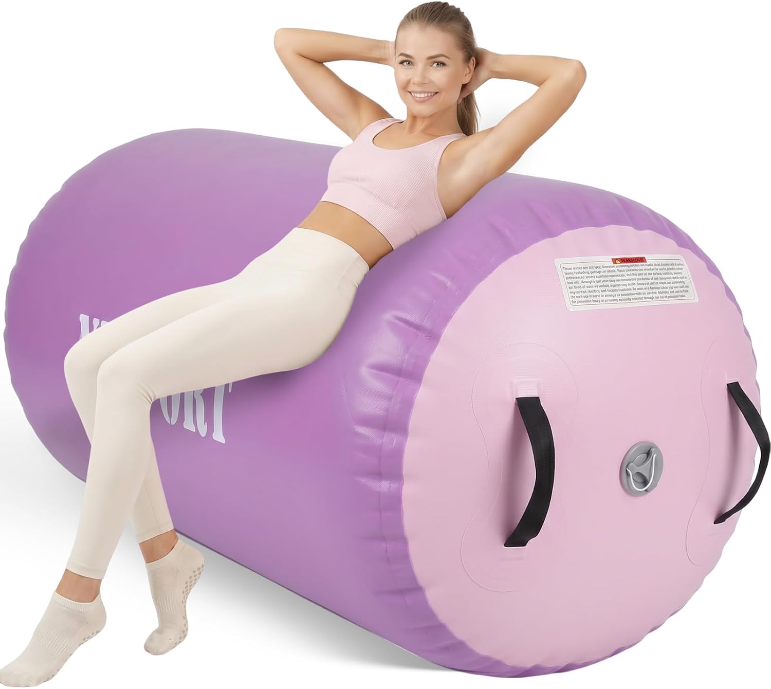 Air Barrel - Air Roller Gymnastics Barrel for Back Handspring Trainer, Air Tumble Mat with Pump for Gym Training/Yoga Balance Exercise/Cheerleading/Home and Outdoor Use