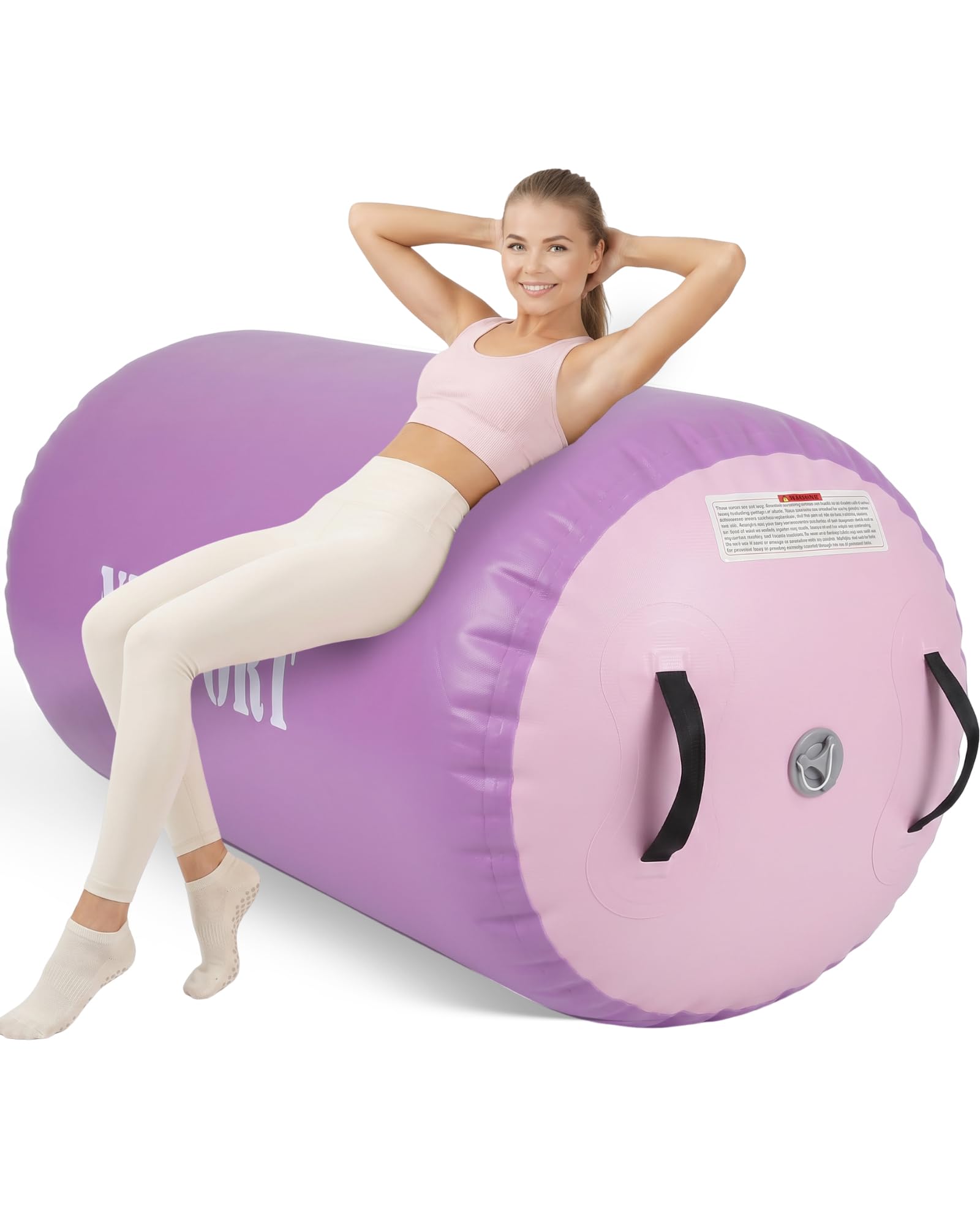Air Barrel - Air Roller Gymnastics Barrel for Back Handspring Trainer, Air Tumble Mat with Pump for Gym Training/Yoga Balance Exercise/Cheerleading/Home and Outdoor Use