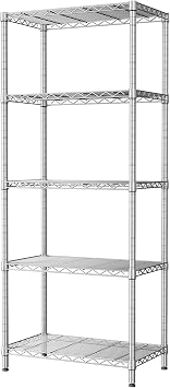 SINGAYE 5 Tier Storage Garage Shelving Units Heavy Duty Wire Shelves Pantry Metal for Pantry Closet Kitchen Laundry Bathroom Organizers Shelf Home Shorage Gray
