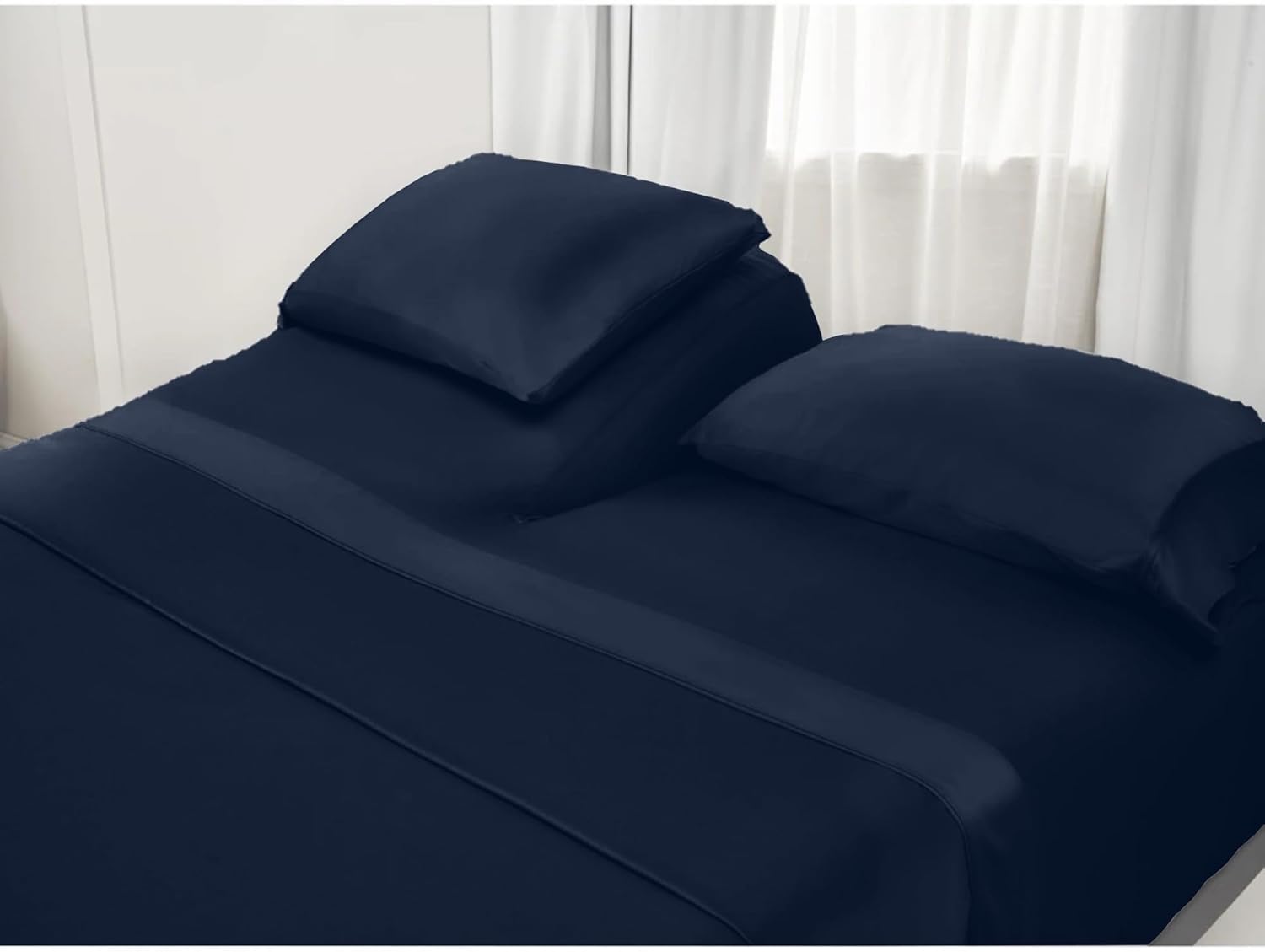 Shrinita Extra 25 DEEP Pocket of Fitted Sheet 700 Thread Count 100 Egyptian Cotton Bedsheet Set 4 PC