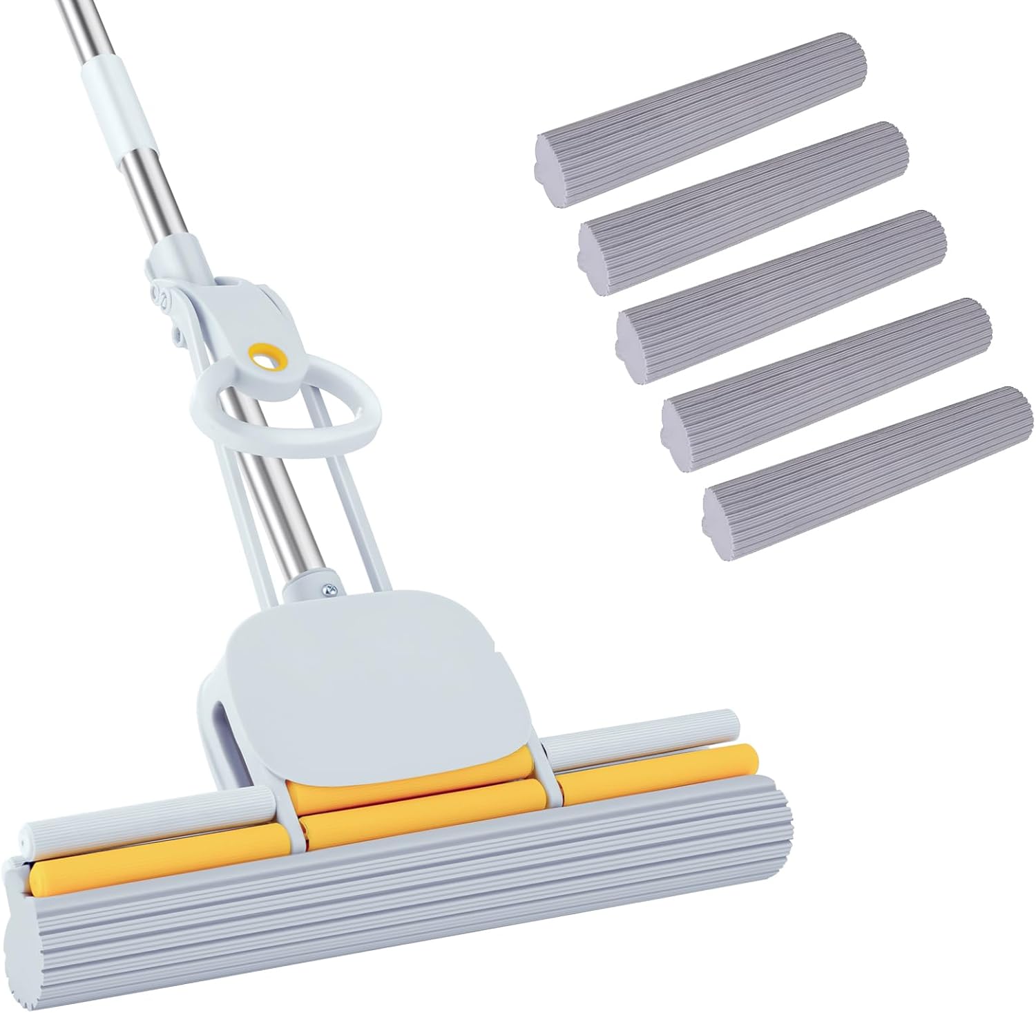 PVA Sponge Mops 60" Long Handle 15" Head with 5 Pads