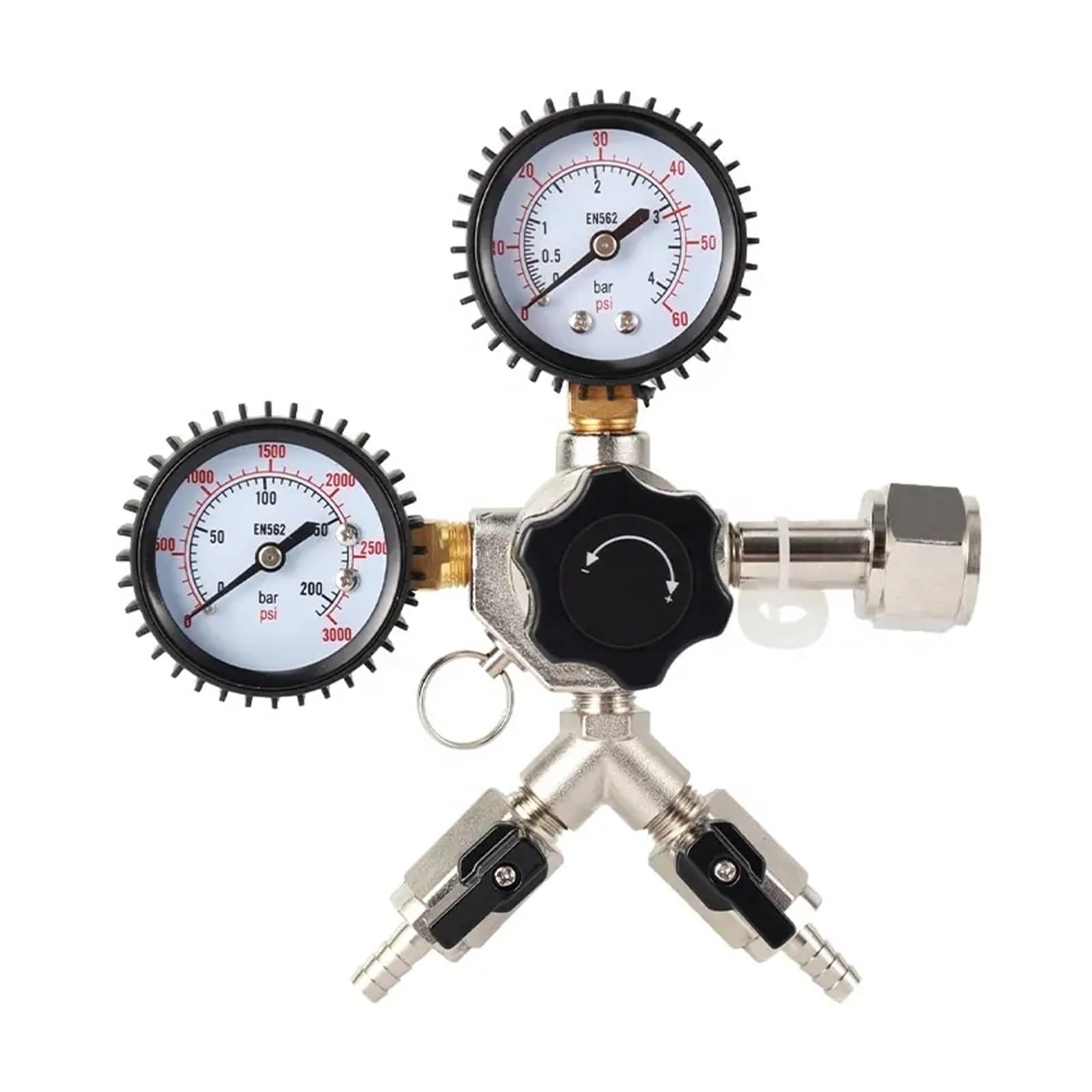 Regulator CO2, W21.8 Podwójny regulator Co2 z zaworem zwrotnym, 0~3000 psi, 60 domowego warzenia piwa