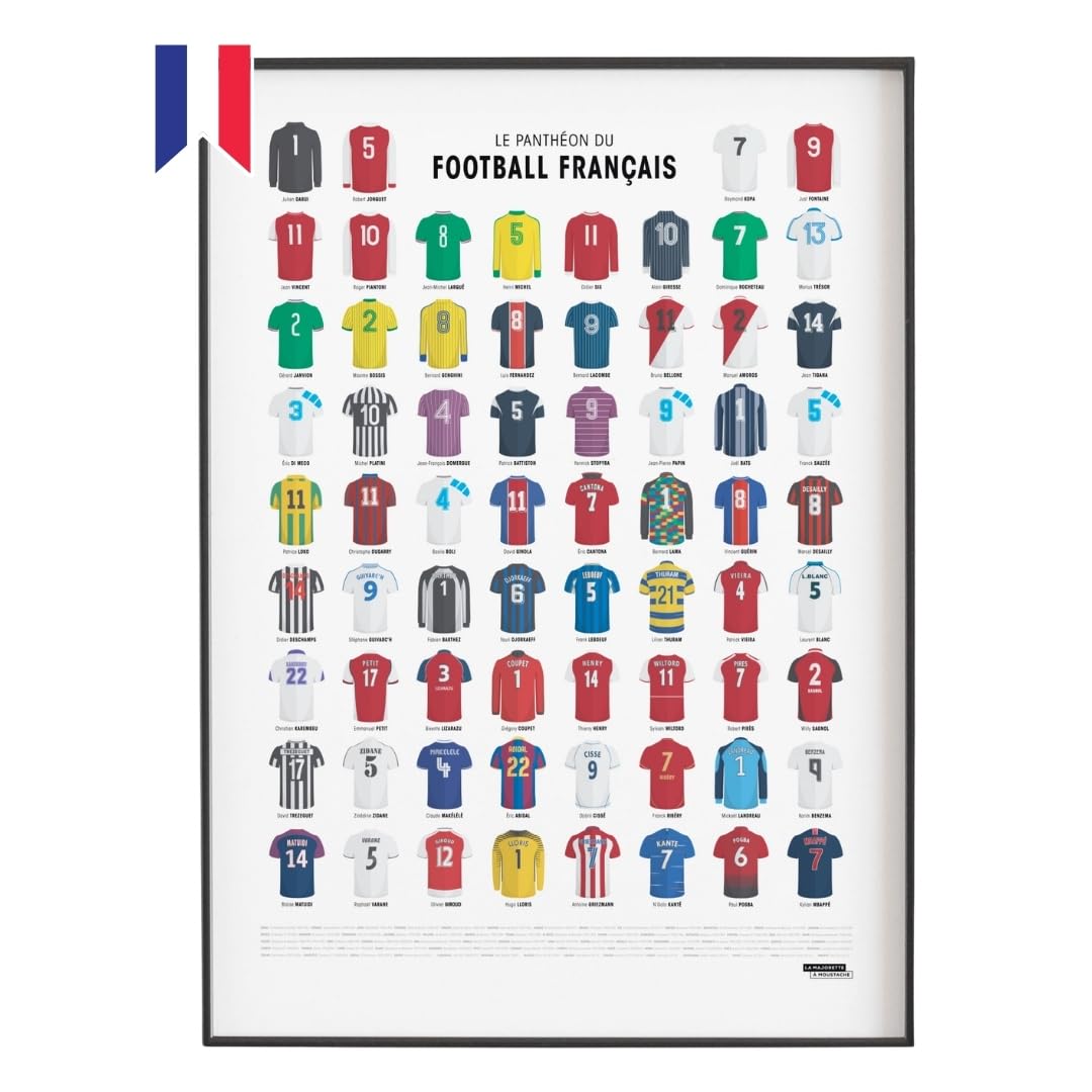 La Majorette à Moustache - Affiche Panthéon du Football Français - Poster Sport, Idée Cadeau Originale - Décoration Murale 50x70 cm - Fabriquée en France - Livrée en Tube Carton
