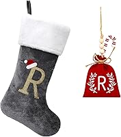 Vista 114 de Medias de Navidad de Terciopelo Rojo de 20 Pulgadas con Puño de Felpa Súper Suave Blanco con Monograma, Medias de Navidad Personalizadas Bordadas