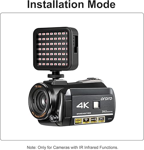 Miniatura 5 de Ordro LN-5 Luz de visión nocturna IR para cámara, nueva versión mejorada 2023 Luz nocturna infrarroja para mejorar la visibilidad de disparo