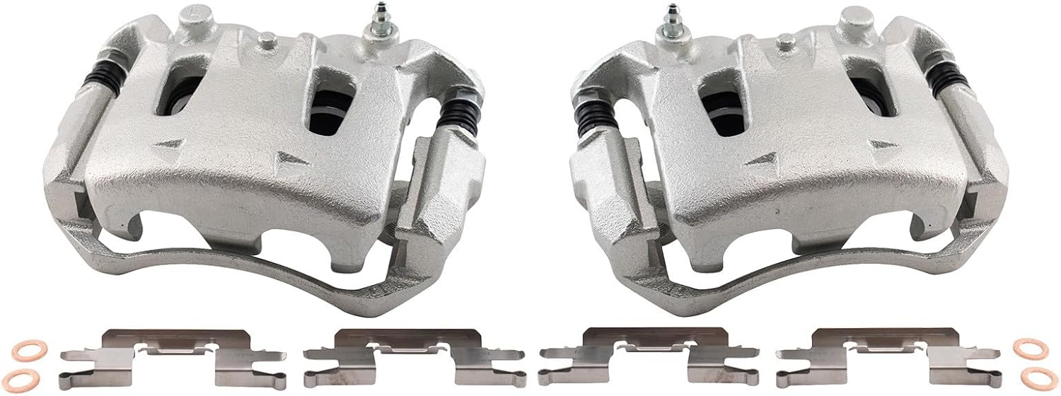 Front Driver and Passenger Side Brake Caliper Set Caliper Brackets Hardware Compatible with 15-18 Chevrolet City Express 13 Nissan LEAF with Dual Piston Front Calipers 13-19 Nissan NV200