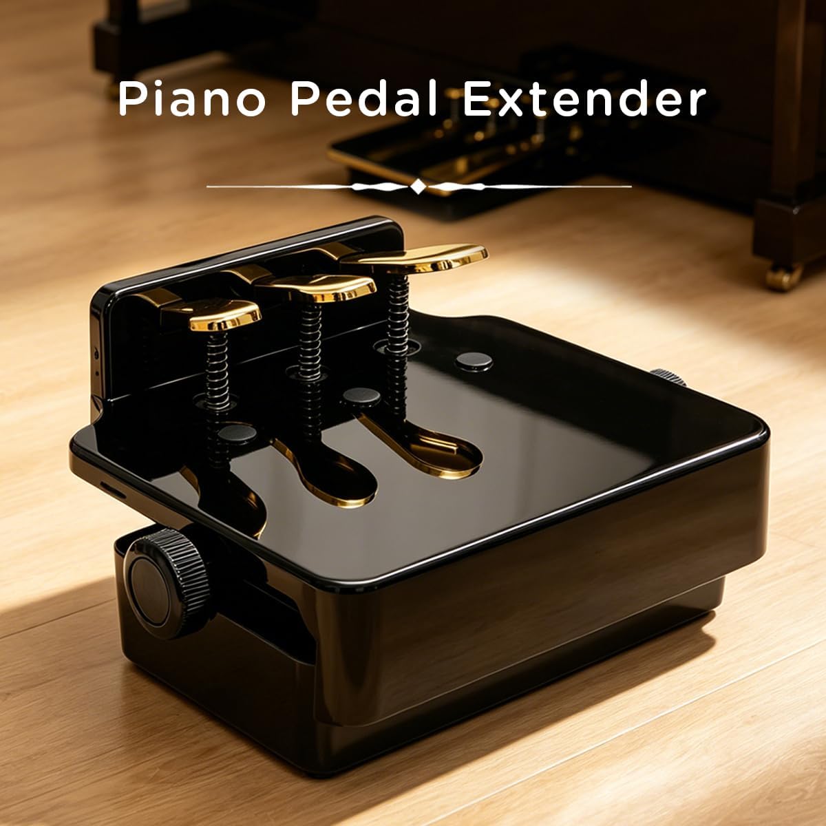 Adjustable Piano Pedal Extender for Students, 3 Pedals with Stabilizer, Compatible with Upright & Digital Pianos, Beginner Practice Tool (Black)