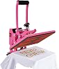 Heat Press Machine, 11.89 Electric Smart T Shirts Heat Stamp Machine, 4-Heat Tube Adjustable PressureTemperatureTime Mugs Press Machine, Aluminum Home Heat Transfer logo Press Machine-Pink