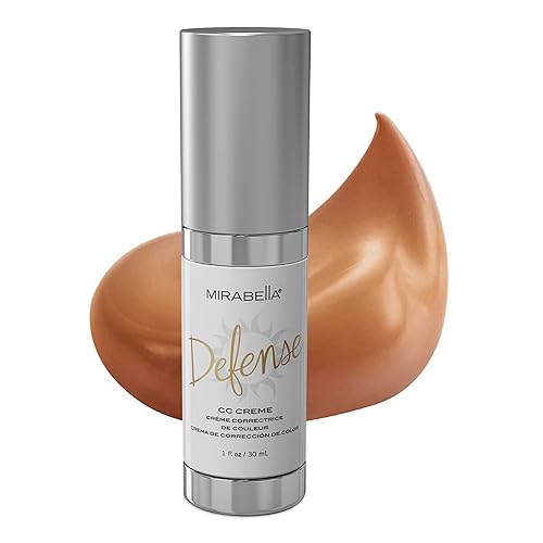 Mirabella Defense CC Creme - Base hidratante y calmante de cobertura completa con mineral SPF 20, base CC Cream con protector solar y ácido