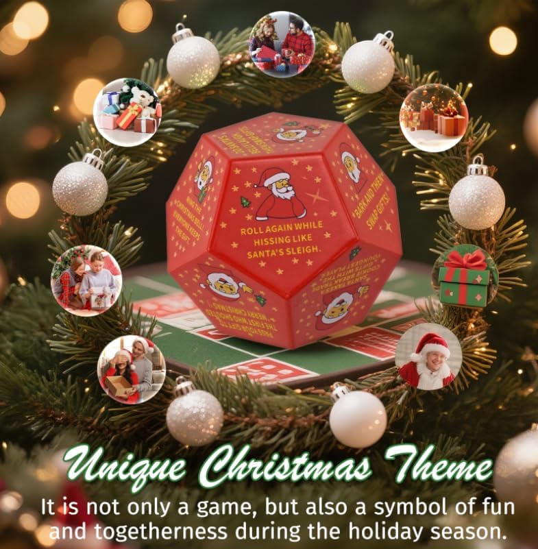 Hilarious Santa Swap Gift Exchange Dice, 3 * 3 in Exchange Gifts Dice, Christmas Stocking Stuffers Gift Exchange Dice Games for Family Party, Gifts for Xmas, Birthday, Party and Family Night, Holiday