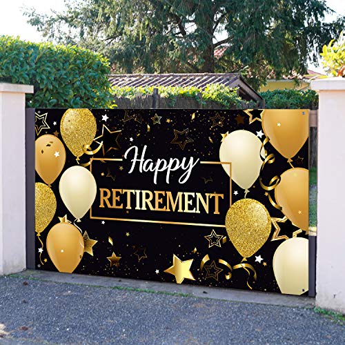 Image of Blulu Retirement Party Decorations, 70.8 x 43.3 Inch, Black Gold