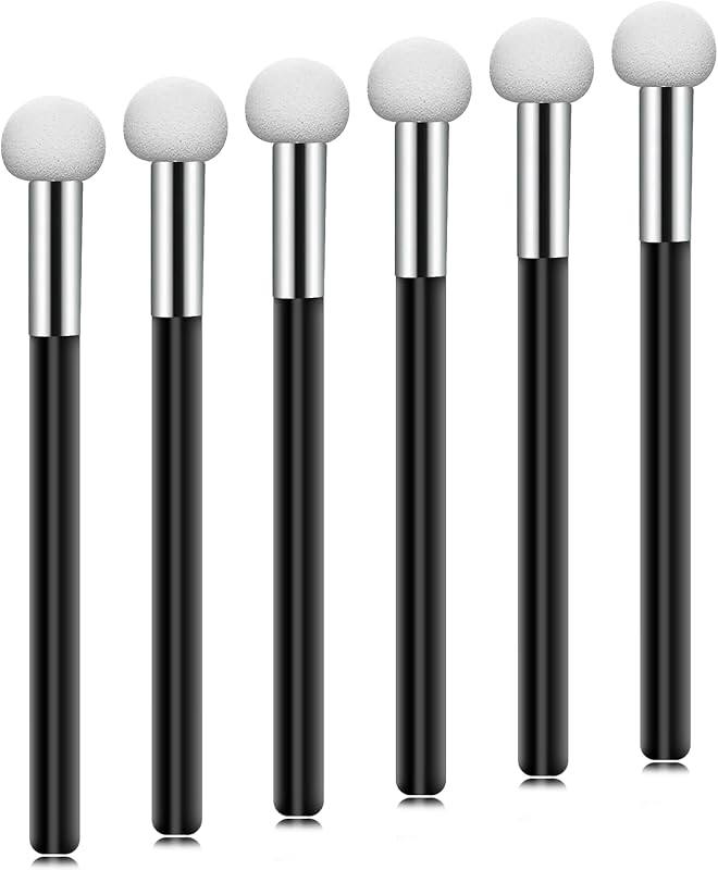 6pcs Mushroom Foundation Sponge Powder Brush Eyeshadow Concealer Brush Makeup Puff Sponge Applicator with Handle Cotton Eye Makeup Eyeshadow Brushes for Women (4.72 inch Long Black)