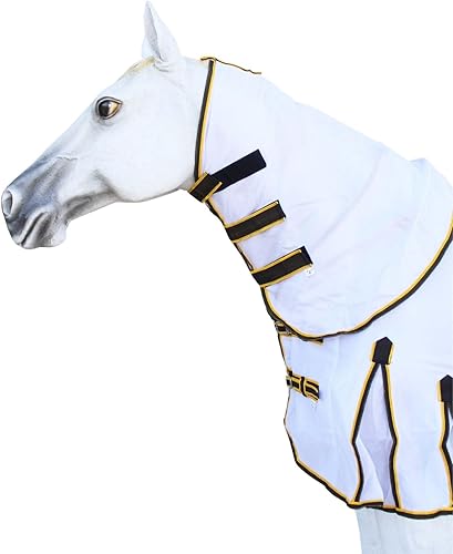 Miniatura 3 de CHALLENGER 66" Caballo Luz Scrim Verano Primavera Flujo de Aire Malla Flysheet Cuello Blanco 73152 Cuello Blanco Amarillo Negro,Blanco, amarillo,
