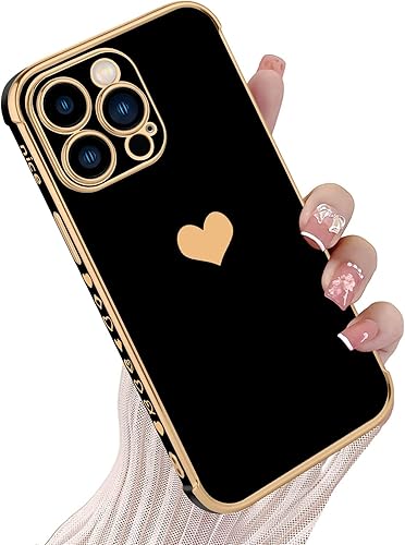 KANGHAR Funda compatible con iPhone 13 Pro Max para mujeres y niñas borde chapado lindo corazón de amor TPU suave con 4 esquinas protección a prueba disponible en Yaxa Colombia