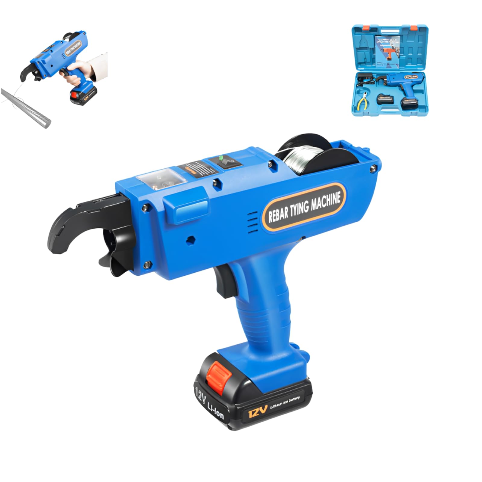 Rilegatrice a batteria da 12 V, rilegatrice elettrica Rebar, 8-34 mm, rilegatrice automatica, con 2 batterie e caricabatterie per cantieri, ponti, strade, ecc