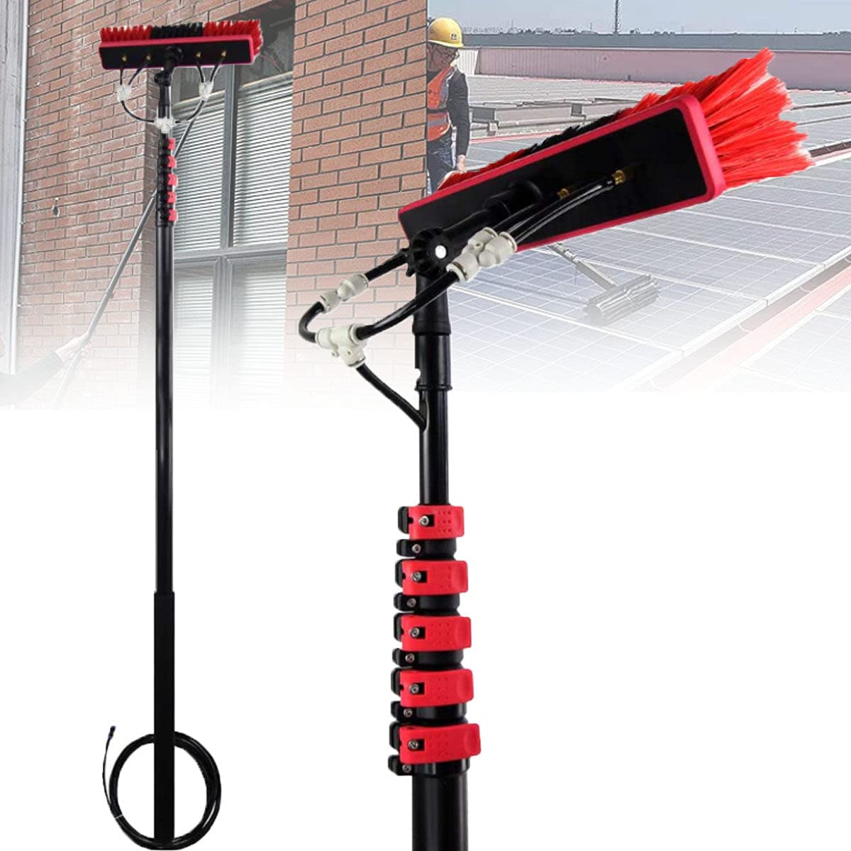 LMMIAOZ Telescopic Solar Panel Cleaning Brush with Water Fed Pole 4-12M Adjustable Rod for Effortless Window & Glass Wall Cleaning Perfect for PV Panels & Vehicle