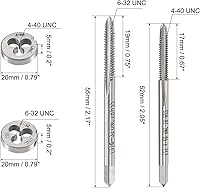 Vista 2 de uxcell 4-40 UNC, 6-32 UNC Juego de troqueles y roscado, HSS roscado con troquel de roscado redondo, mano derecha