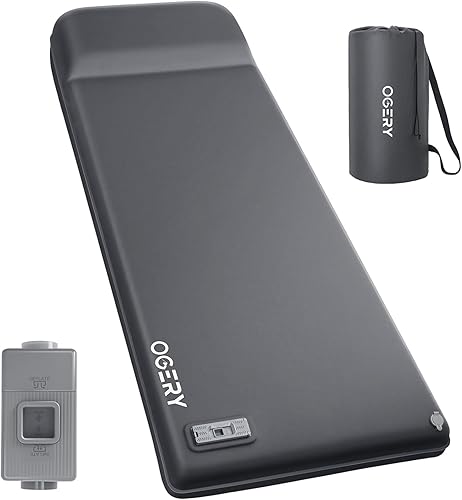 OGERY Almohadilla de dormir autoinflable con bomba eléctrica, almohadilla de espuma viscoelástica ultra gruesa de 3.15 pulgadas, almohadilla de