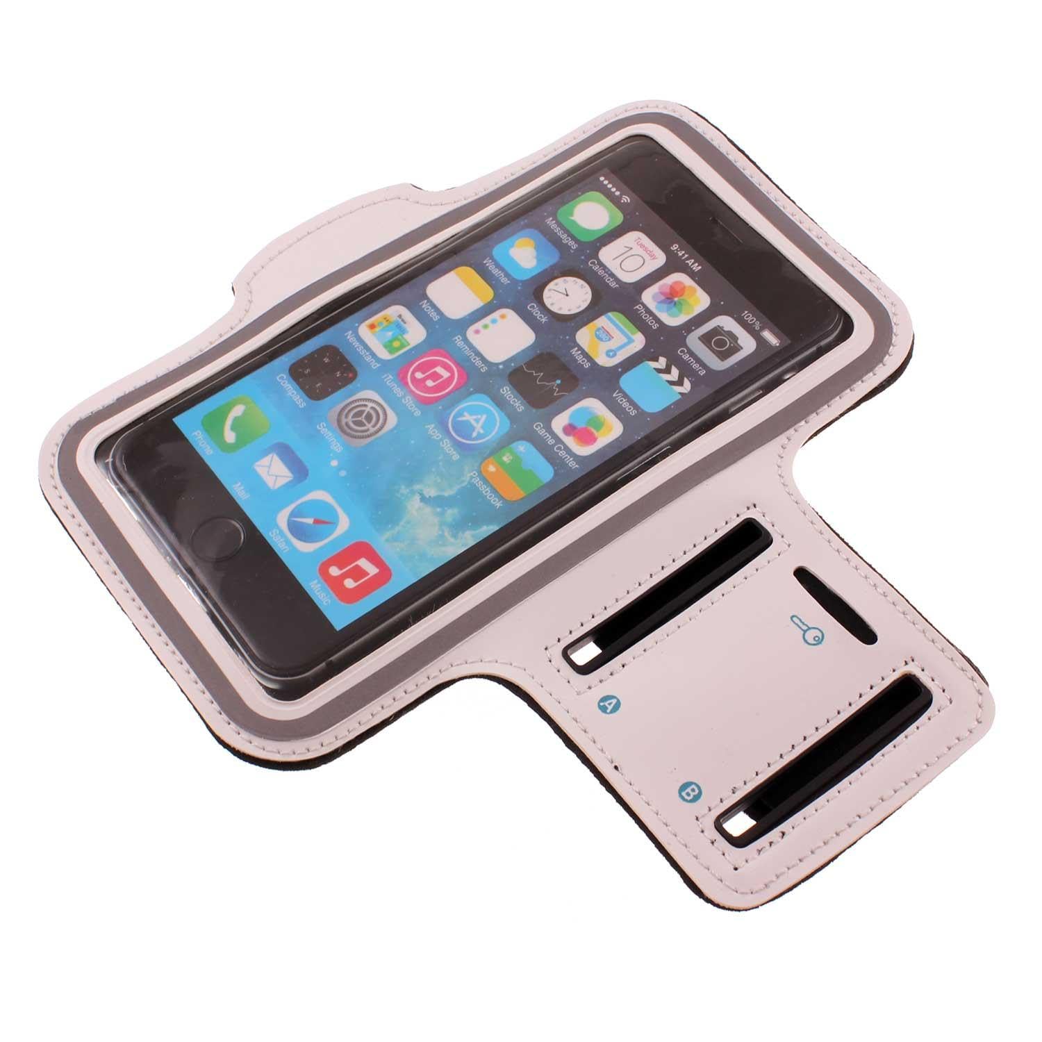 Running Armband Sports White Compatible with Samsung Galaxy S23 FE/ S21 FE/ S20 FE, Gym Workout Case Cover Band Arm Strap