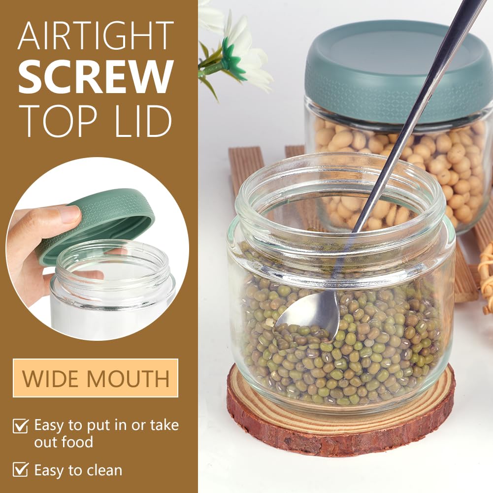 Aolso Contenitori Alimentari, 4 Pezzi Vasetti Ermetici Conservazione Pappe, Multicolore, Vetro Contenitore 300ml, Contenitori Pappa Neonati Per Lavastoviglie Freezer E Microonde