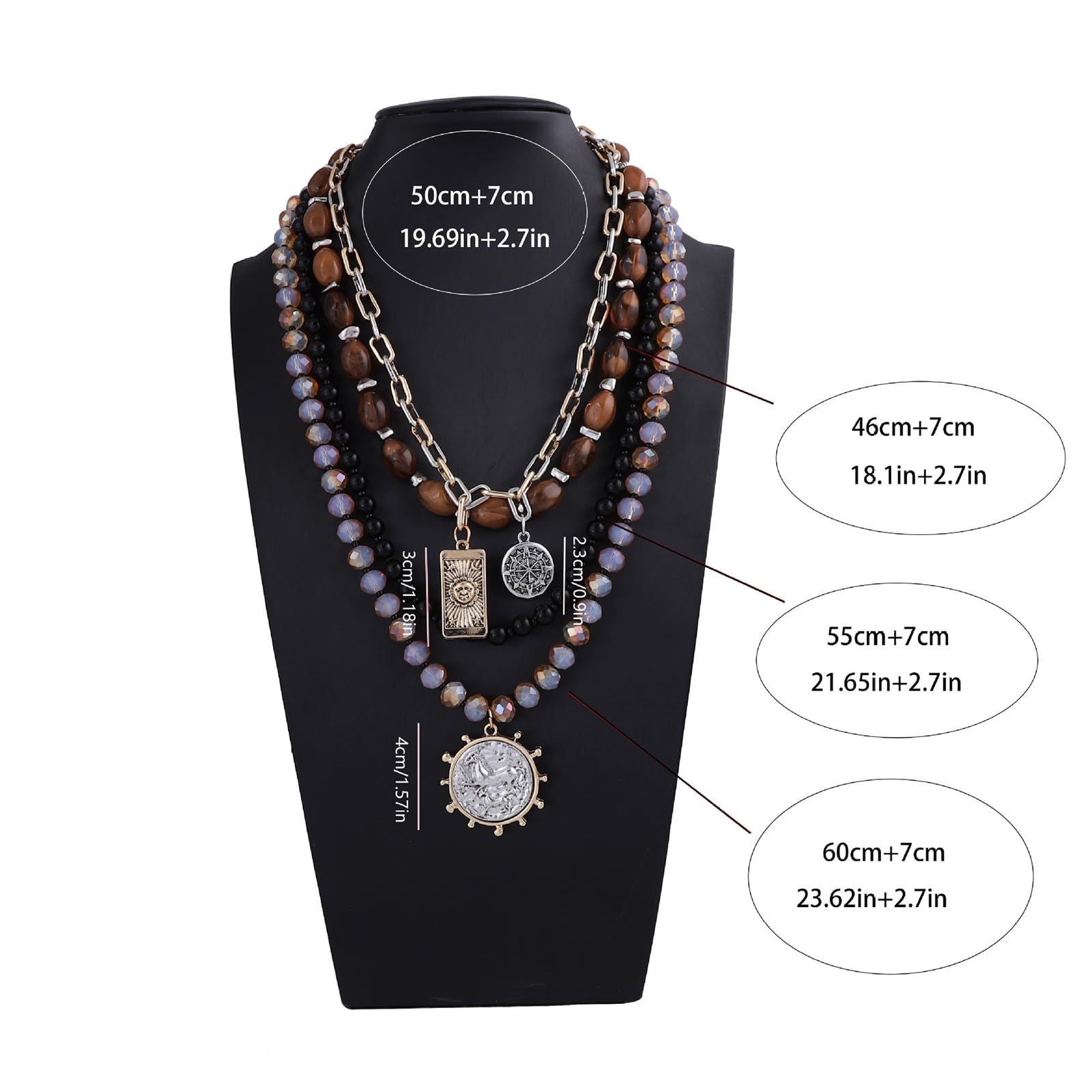 Collana con monete in rilievo multistrato retrò per le donne