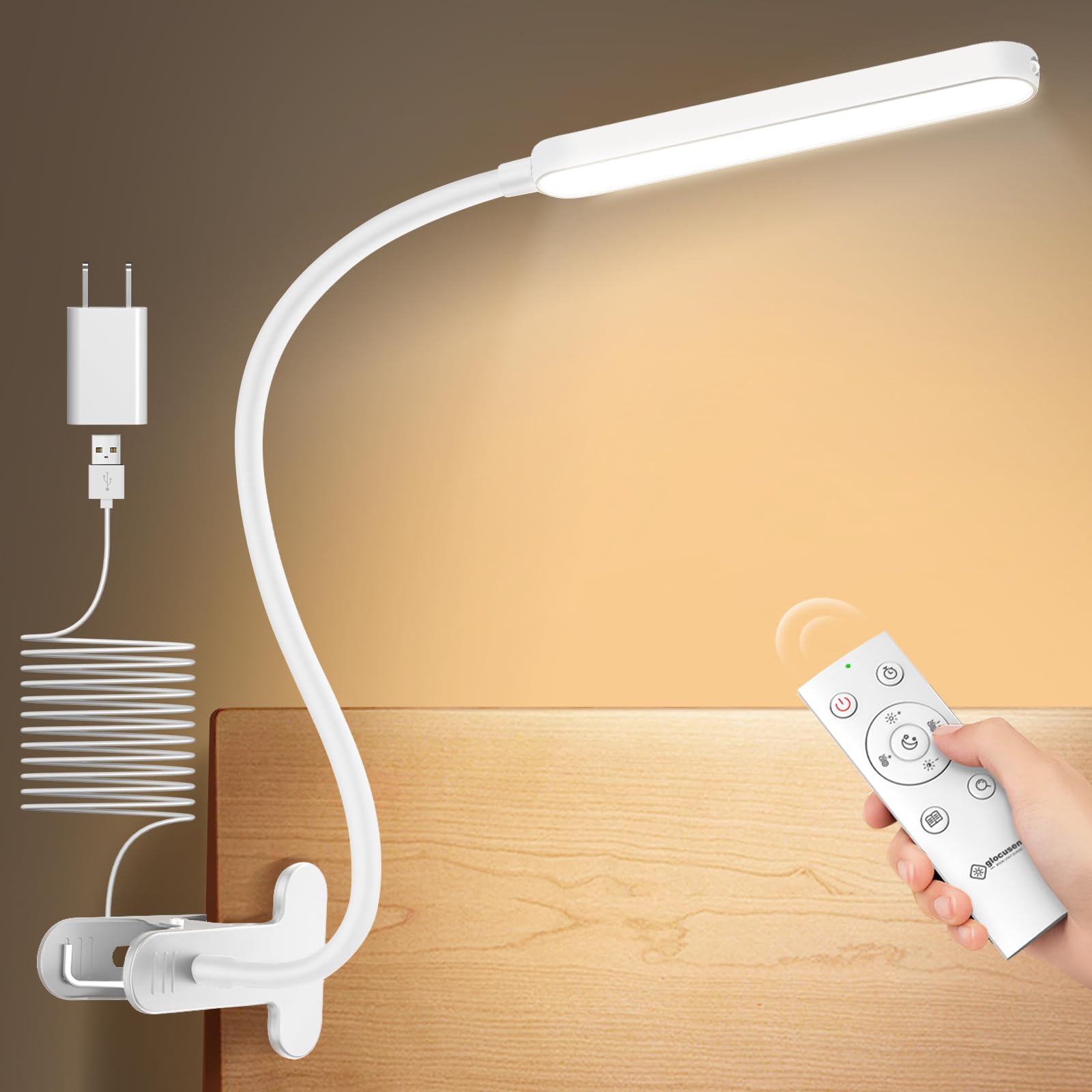 Glocusent 5W Clip On Light 38 LED Eye Caring Book Lights for Reading at Night - 5 Color