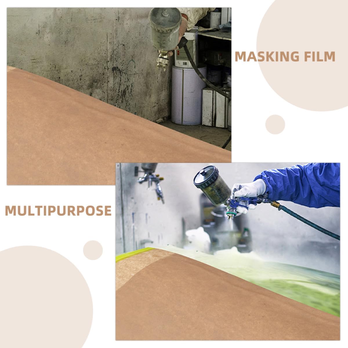 4 Rolls 11.81" X 50 Semi- Masking Film and Paper Roll Set for Automotive Painting, Stencil Making, Airbrush Art, Motorcycle and Car Body Repair
